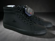 A pair of Lacoste Straightset thermo trainers, black, UK 10.