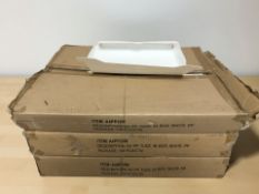 A large quantity of plastic fold-up boxes.