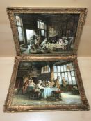 A pair of ornately framed prints after F. M.