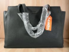 A Superdry lady's black leather shoulder bag, size O/S.