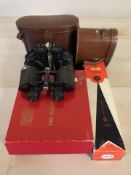 A pair of Carl Zeiss Jena Jenoptem 10x50 W binoculars, pair of Wray Crystar 6x30 binoculars,