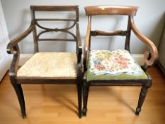 Two Victorian mahogany carver chairs.