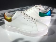 A pair of Kurt Geiger London Laney Eagle leather sneakers, white, size 39.
