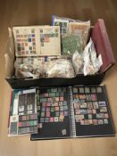 A large quantity of loose stamps, stamp sheets, Post Office mint stamps, albums and contents.