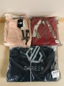 A New Era team logo hoodie size XXL, Just Hype hoodie size 10, and a Dare2B forerun sweater size 10.