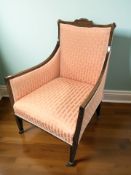 A late Victorian mahogany library armchair, width 64 cm.