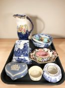 Ceramics to include Maling Rosine lustre jug, Burleigh cheese dish and cover,