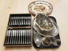 ENPS wares to include serving tray, twin handled basket, sauce boat, pair of sifters, mug,