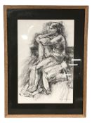 Patricia Bille : Nude seated on a stool, charcoal, 50 cm x 33 cm.
