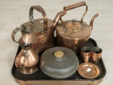 A Victorian copper kettle, watering can,