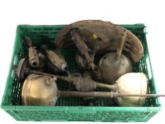 A quantity of metal wares including vintage blow torches, an inert No. 36 M Mk.1 hand grenade, etc.