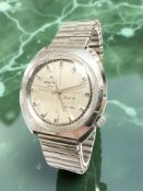 A gent's vintage stainless steel JWB Grand Prix Super wristwatch,