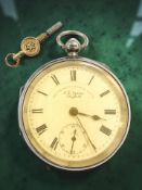 A silver open face key wound pocket watch signed The 'Express' English Lever, J G Graves, Sheffield,