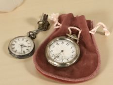 Two lady's silver fob watches