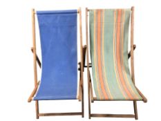 Two vintage deck chairs.