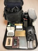 A group of lighters including Ronson, Colibri, pair of Swift 8 x 40 binoculars,