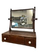 A Regency mahogany and satinwood inlaid three drawer dressing table mirror, width 49 cm.