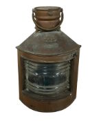 A Hop Lee & Co Hong Kong copper starboard ship's oil lamp.