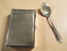 A silver cigarette case and a silver spoon CONDITION REPORT: 184g gross
