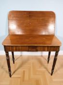 A Victorian mahogany turnover top tea table, width 93 cm.