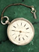 A silver open faced centre seconds pocket chronograph by C Winter of Preston, case approx 58mm,