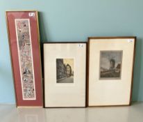 20'th Century Continental School : Le Chemin du Moulin, etching in colours,