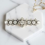 A fine antique diamond brooch, the total diamond weight approximately 2.00 carats, length 4.