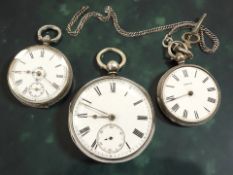 A silver open face pocket watch, case approx 50mm, hallmarked London 1878,