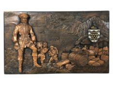 A ceramic relief plaque depicting smuggling in Cornwall,