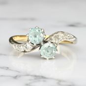 An antique 18ct gold blue zircon and diamond ring, size L CONDITION REPORT: 2.