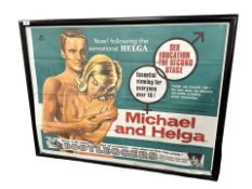 A vintage 1970's movie poster 'Michael & Helga', 100 cm x 75 cm.