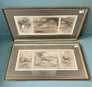 William de la Montagne Cary (1840 - 1922) : Fishing Scenes, etching triptych, signed in pencil,