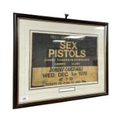 A 1976 vintage advertising poster fragment 'The Sex Pistols at Dundee Caird Hall', 39 cm x 27 cm.