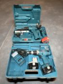 Three various Makita drills in boxes