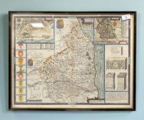 John Speede (English, 1552-1629) : Map of Northumberland, showing a plan of the city of Newcastle,