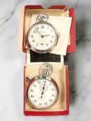 A vintage steel/chrome plated Smiths stop watch with original case,