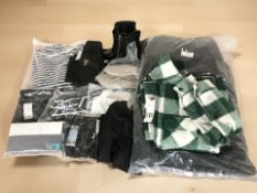 A group of clothing to include a Supply & Demand hurricane hooded jacket size M,