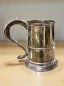 A George III silver tankard, John Robertson I, Newcastle 1800, engraved with monogram, height 17.