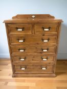 A modern pine six drawer chest, 96 cm x 44 cm x 126 cm.