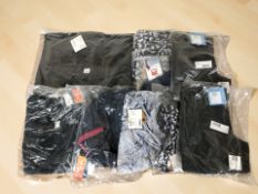 A group of clothing to include Salomom waterproof running pants size M,