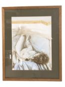 Patricia Bille : Reclining nude, watercolour, 47 cm x 35 cm.