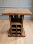 An Oceans Apart hand crafted stained hardwood side table, width 60 cm.