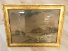 H H Bingley (Late 19th Century) : Sheep on a hillside with body of water beyond, watercolour,