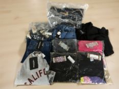 A group of clothing to include Prettylittlething grey marl California sweater size M,