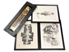 A No Smoking sign and a group of Marilyn Monroe prints