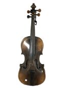 An antique Stradivarius copy violin, with two piece 14