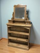 A modern pine open bookcase, 91 cm x 30 cm x 99 cm,