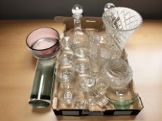 Glass wares including grapefruit dishes, two ships decanters, vase, etc.