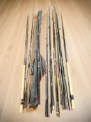 A group of fishing rods including Silstar.