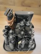 Six pairs of binoculars including Chinon, Mark Schfell, Cosmos,